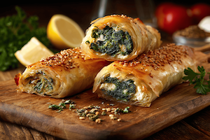 Cigar Borek Flaky Pastry Wraps Stuffed with Cheese & Spinach