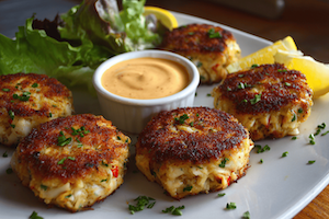 Crab Cakes with Spicy Mayo in the Side