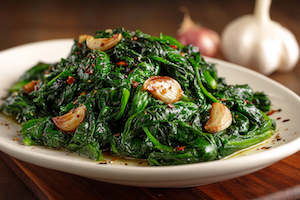 Sautéed Spinach with Roasted Garlic